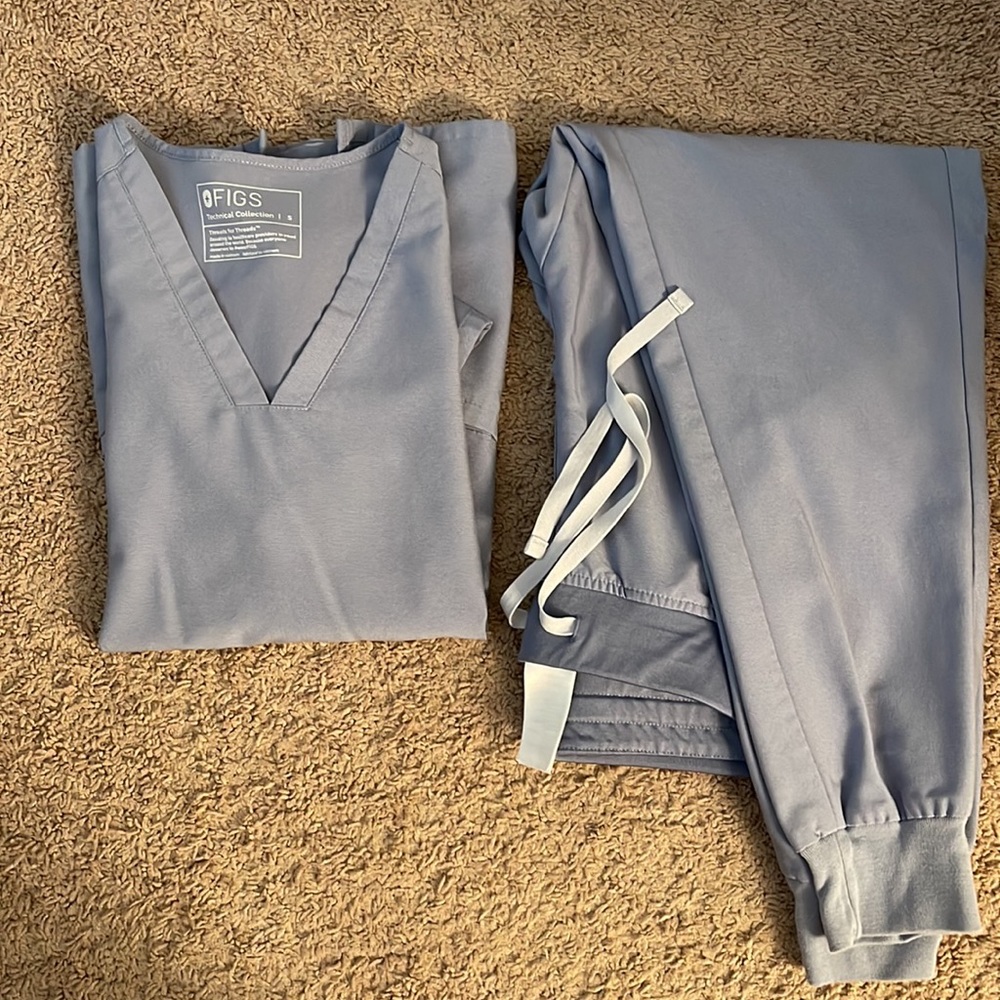 Figs Scrubs Set Vapor Blue Space Dye